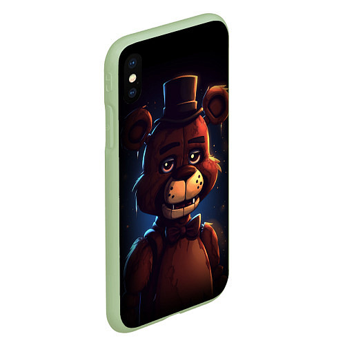 Чехол iPhone XS Max матовый Фредди в шляпе / 3D-Салатовый – фото 2