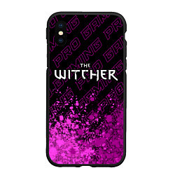 Чехол iPhone XS Max матовый The Witcher pro gaming: символ сверху, цвет: 3D-черный