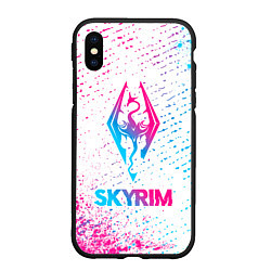 Чехол iPhone XS Max матовый Skyrim neon gradient style, цвет: 3D-черный