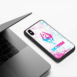 Чехол iPhone XS Max матовый Skyrim neon gradient style, цвет: 3D-черный — фото 2