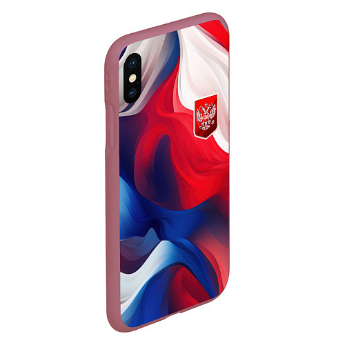 Чехол iPhone XS Max матовый Красный герб России / 3D-Малиновый – фото 2