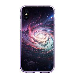Чехол iPhone XS Max матовый Спиральная галактика в космосе, цвет: 3D-светло-сиреневый