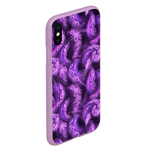 Чехол iPhone XS Max матовый Фиолетовые щупальца и дым / 3D-Сиреневый – фото 2