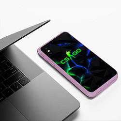 Чехол iPhone XS Max матовый CS GO green blue neon, цвет: 3D-сиреневый — фото 2