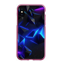 Чехол iPhone XS Max матовый Blue dark neon, цвет: 3D-малиновый