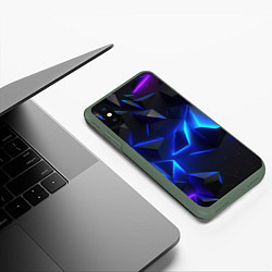 Чехол iPhone XS Max матовый Blue dark neon, цвет: 3D-темно-зеленый — фото 2