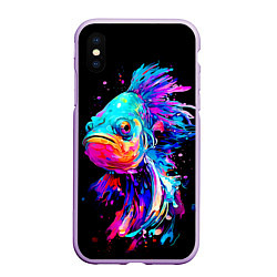 Чехол iPhone XS Max матовый Бета рыба, цвет: 3D-сиреневый