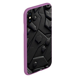 Чехол iPhone XS Max матовый Черные объемные вставки, цвет: 3D-фиолетовый — фото 2