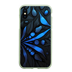 Чехол iPhone XS Max матовый Black blue elements, цвет: 3D-салатовый