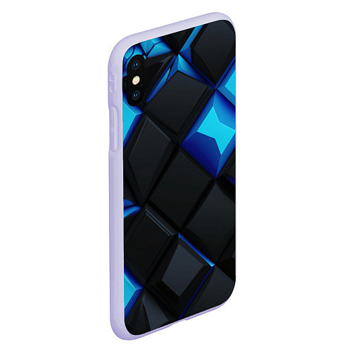Чехол iPhone XS Max матовый Черные и синие плитки / 3D-Светло-сиреневый – фото 2