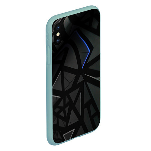 Чехол iPhone XS Max матовый Черные объемные плиты / 3D-Мятный – фото 2
