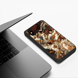 Чехол iPhone XS Max матовый Дамы и цветы классицизм, цвет: 3D-черный — фото 2