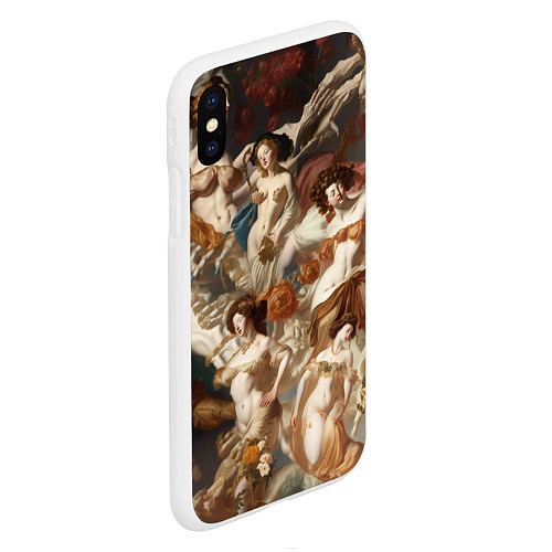 Чехол iPhone XS Max матовый Дамы и цветы классицизм / 3D-Белый – фото 2