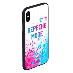 Чехол iPhone XS Max матовый Depeche Mode neon gradient style: символ сверху, цвет: 3D-черный — фото 2