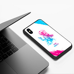 Чехол iPhone XS Max матовый Iron Maiden neon gradient style, цвет: 3D-черный — фото 2