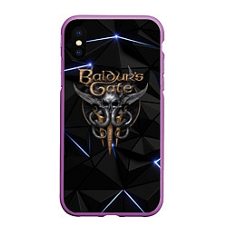 Чехол iPhone XS Max матовый Baldurs Gate 3 black blue, цвет: 3D-фиолетовый