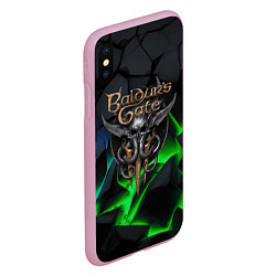 Чехол iPhone XS Max матовый Baldurs Gate 3 black blue neon, цвет: 3D-розовый — фото 2