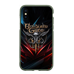Чехол iPhone XS Max матовый Baldurs Gate 3 dark logo