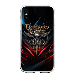 Чехол iPhone XS Max матовый Baldurs Gate 3 dark logo, цвет: 3D-белый