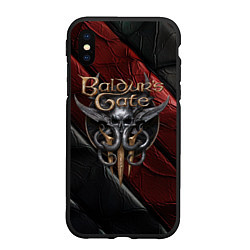 Чехол iPhone XS Max матовый Baldurs Gate 3 logo dark, цвет: 3D-черный