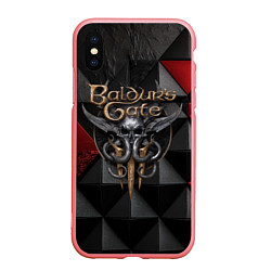 Чехол iPhone XS Max матовый Baldurs Gate 3 logo red black