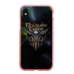 Чехол iPhone XS Max матовый Baldurs Gate 3 logo dark green