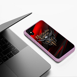 Чехол iPhone XS Max матовый Baldurs Gate 3 logo geometry, цвет: 3D-сиреневый — фото 2