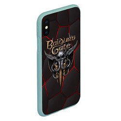 Чехол iPhone XS Max матовый Baldurs Gate 3 logo red black geometry, цвет: 3D-мятный — фото 2