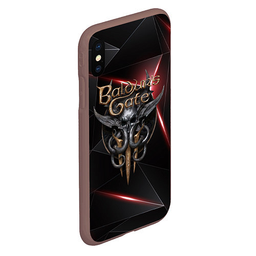 Чехол iPhone XS Max матовый Baldurs Gate 3 logo black red / 3D-Коричневый – фото 2