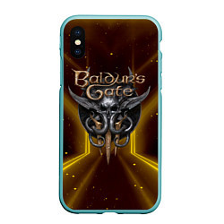 Чехол iPhone XS Max матовый Baldurs Gate 3 logo black gold