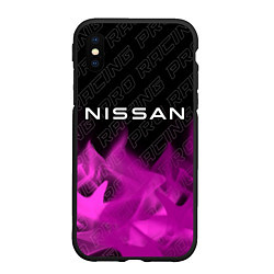 Чехол iPhone XS Max матовый Nissan pro racing: символ сверху, цвет: 3D-черный