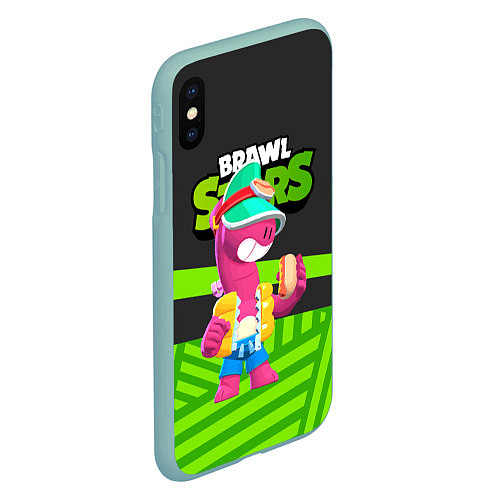 Чехол iPhone XS Max матовый Doug Brawl stars green black / 3D-Мятный – фото 2