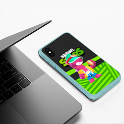 Чехол iPhone XS Max матовый Doug Brawl stars green black, цвет: 3D-мятный — фото 2