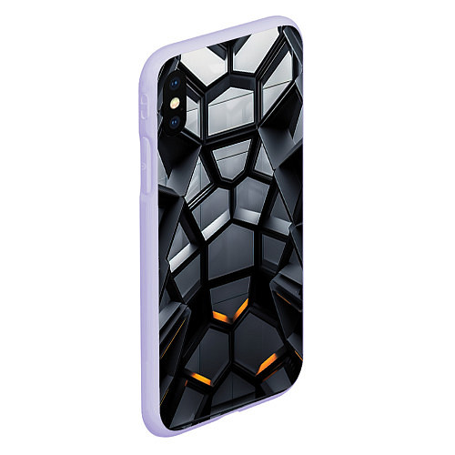 Чехол iPhone XS Max матовый Объемная черная конструкция / 3D-Светло-сиреневый – фото 2