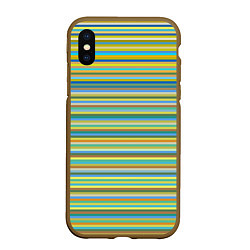 Чехол iPhone XS Max матовый Горизонтальные разноцветные полосы, цвет: 3D-коричневый