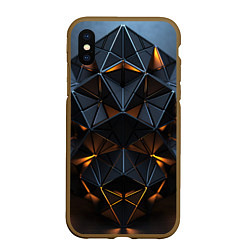 Чехол iPhone XS Max матовый Объемные кубы, цвет: 3D-коричневый
