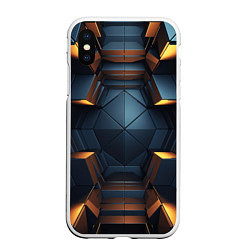 Чехол iPhone XS Max матовый Объемные полигоны, цвет: 3D-белый