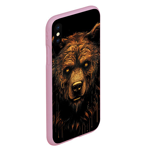 Чехол iPhone XS Max матовый Медведь иллюстрация / 3D-Розовый – фото 2