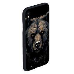 Чехол iPhone XS Max матовый Крупный медведь, цвет: 3D-черный — фото 2
