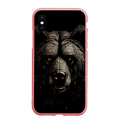 Чехол iPhone XS Max матовый Крупная морда медведя, цвет: 3D-баблгам