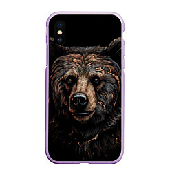 Чехол iPhone XS Max матовый Медведь крупный, цвет: 3D-сиреневый