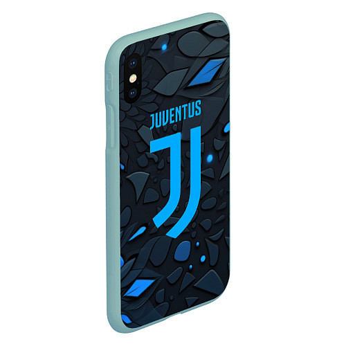 Чехол iPhone XS Max матовый Juventus blue logo / 3D-Мятный – фото 2