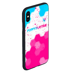 Чехол iPhone XS Max матовый Poppy Playtime neon gradient style: символ сверху, цвет: 3D-черный — фото 2