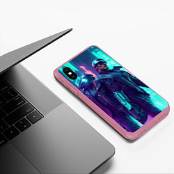 Чехол iPhone XS Max матовый Киберлюди, цвет: 3D-малиновый — фото 2