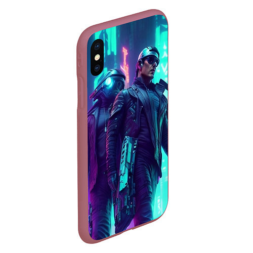 Чехол iPhone XS Max матовый Киберлюди / 3D-Малиновый – фото 2