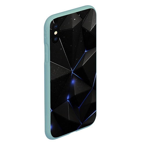 Чехол iPhone XS Max матовый Black geometry texture / 3D-Мятный – фото 2