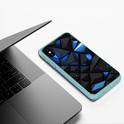 Чехол iPhone XS Max матовый Blue black texture, цвет: 3D-мятный — фото 2