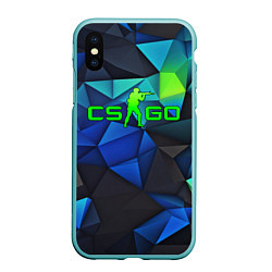 Чехол iPhone XS Max матовый CSGO blue abstract, цвет: 3D-мятный