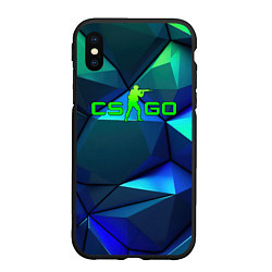 Чехол iPhone XS Max матовый CSGO blue green gradient, цвет: 3D-черный