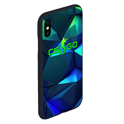 Чехол iPhone XS Max матовый CSGO blue green gradient / 3D-Черный – фото 2